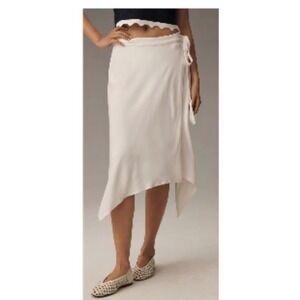 Anthropologie Wrap Handkerchief Hem Skirt L White